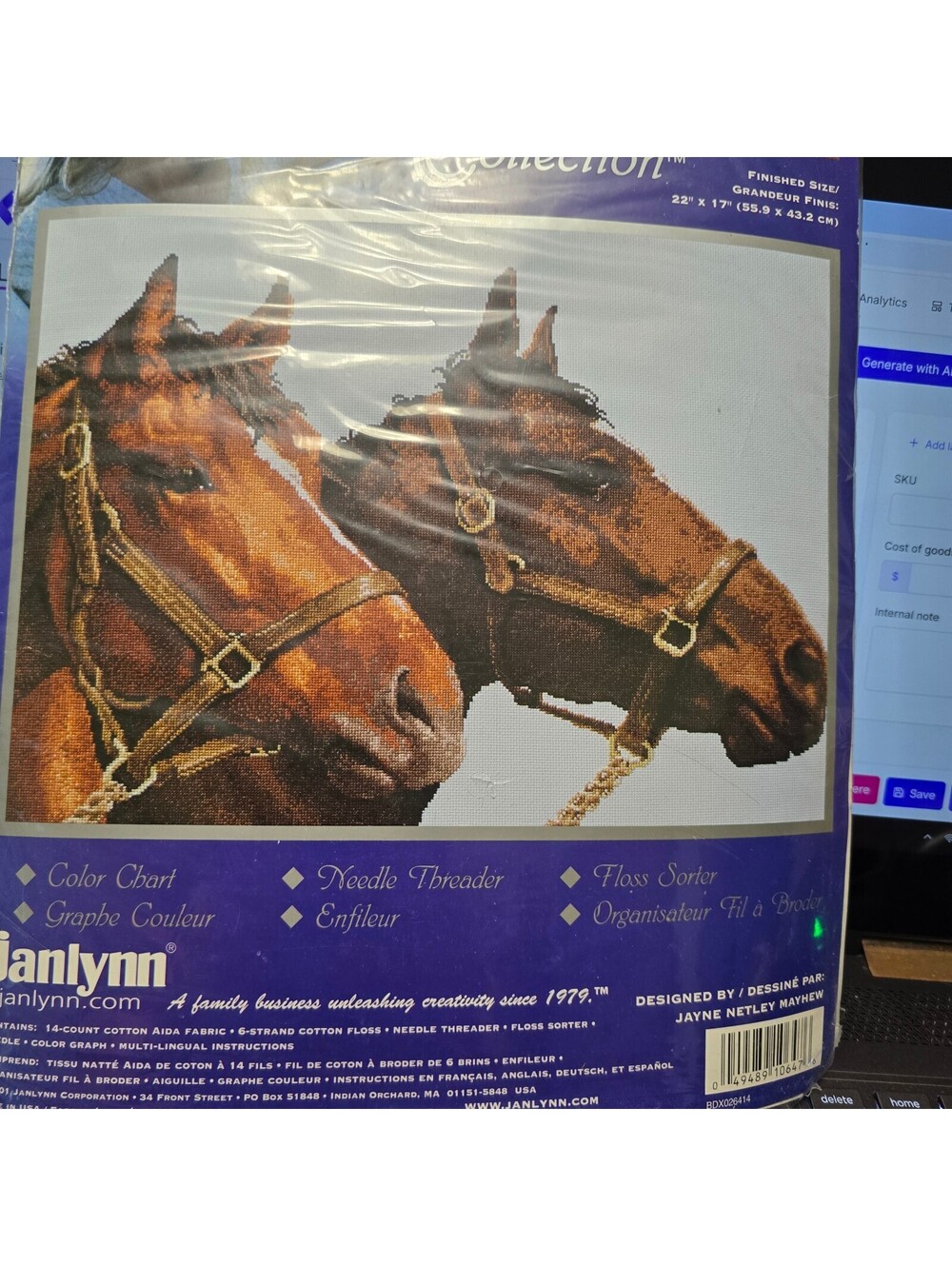 Janlynn Cross Stitch Kit  Horse Companions RARE  Opened & Complete